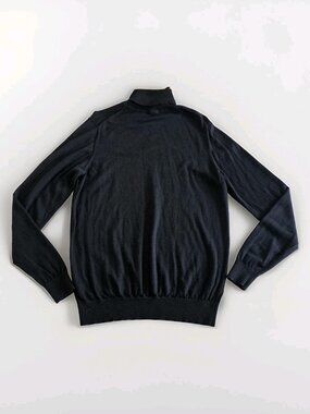 Uniqlo Wool Turtleneck Sweater Men L Black LS Minimalist Polished Versatile Goth